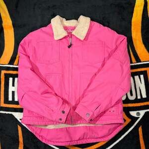 Vintage Walls Pink Sherpa Lined Canvas Work Jacket